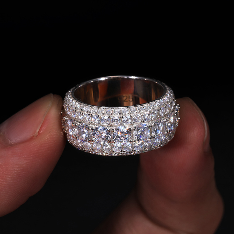 Street Fashion Rings - S925 Ayar Gümüş Moissanite Taşlı, Moda
