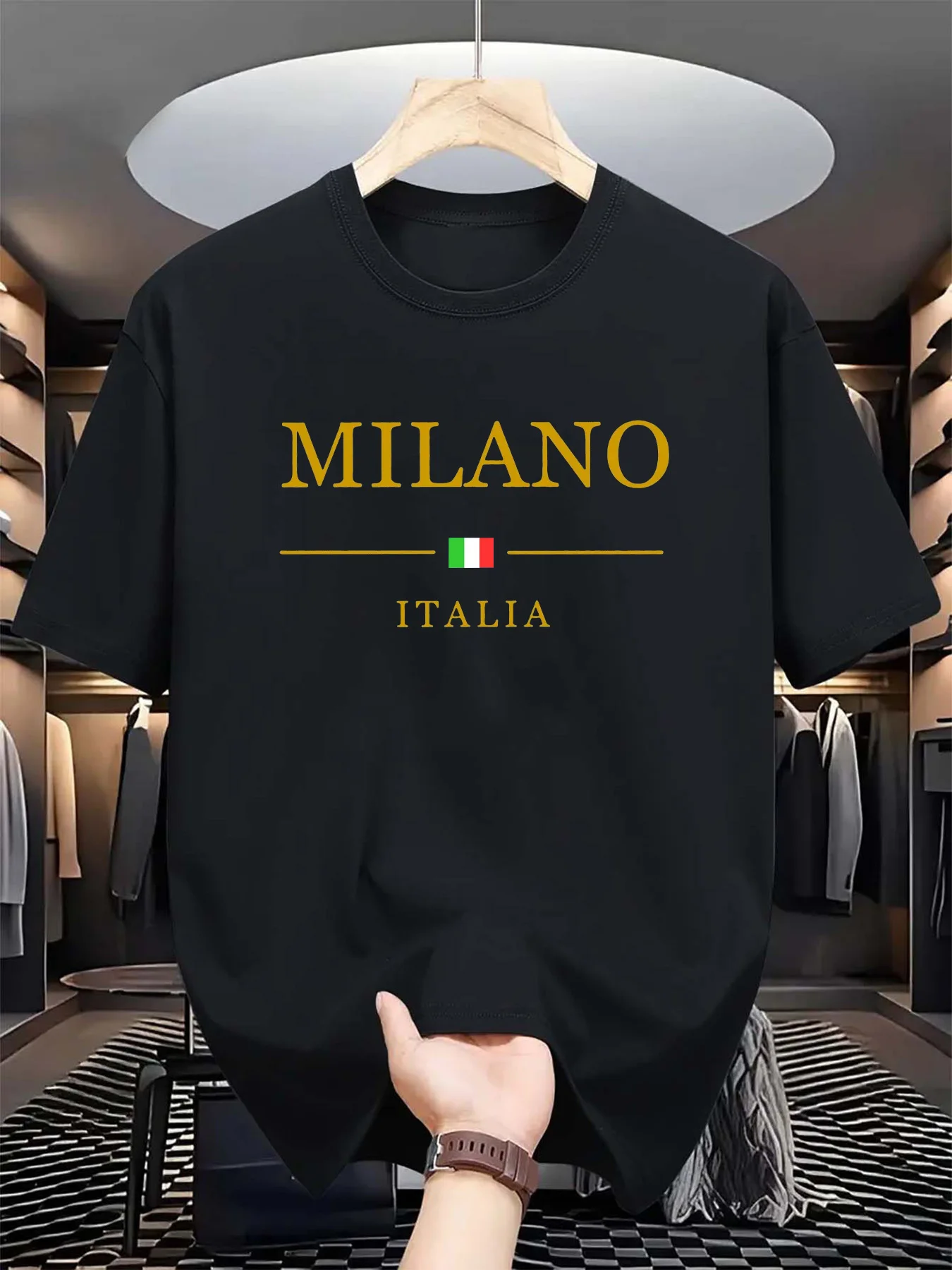 Street Fashion In Milan - Erkek yazlık 3 boyutlu baskılı tişört,