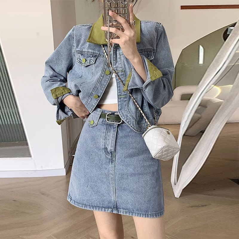 Street Fashion Jeans Women - Denim Mont Mini Etek Iki Parçalı