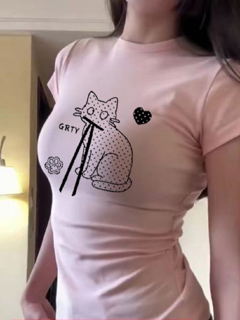 Fashion Street Cat - %100 Pamuk Y2K Slim Fit Kısaltılmış