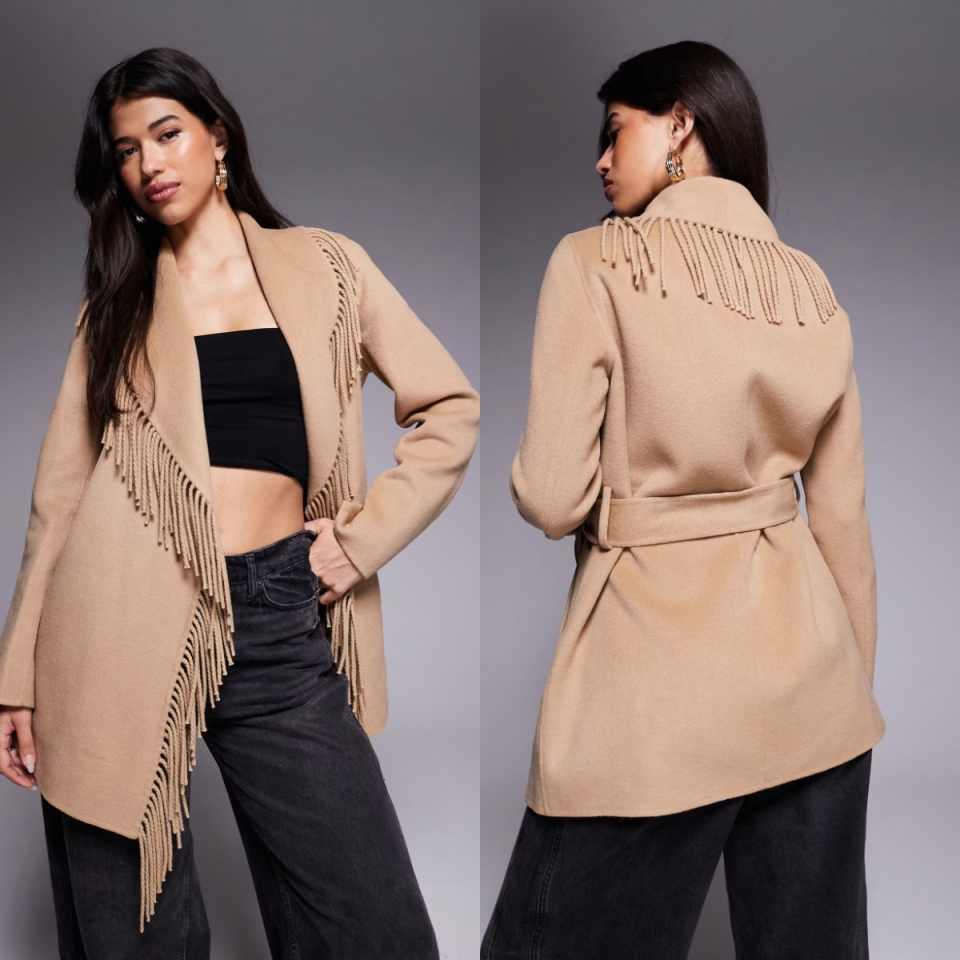 Street Fashion Events - Lüks Şal Yaka Kısa Palto Yün