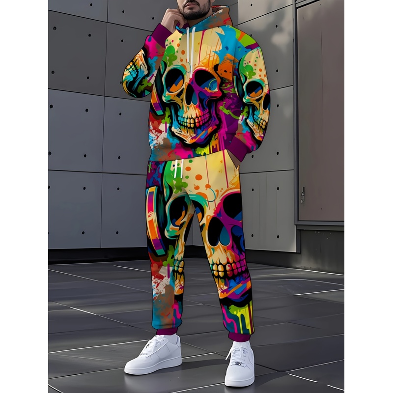 Street Fashion Style - Modaya Uygun İskelet Desenli Takım, Modaya
