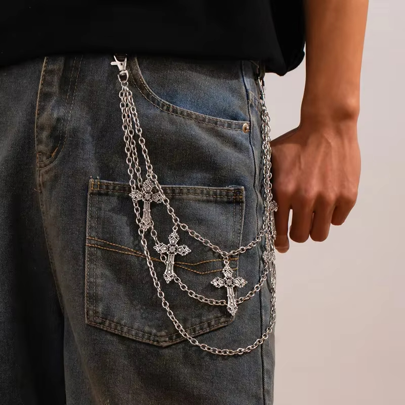 Moda Punk Metal Pantolon Zinci - Street Fashion Jeans Women incelemesi ve fiyatı