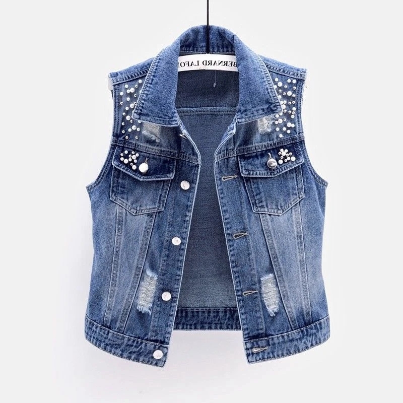 Kadın Kot Yelek Lüks İnciler M - Street Fashion Jeans Women incelemesi ve fiyatı