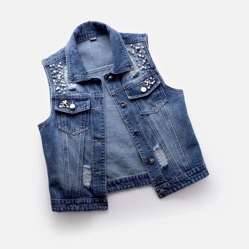 Kadın Kot Yelek Lüks İnciler M - Street Fashion Jeans Women incelemesi ve fiyatı
