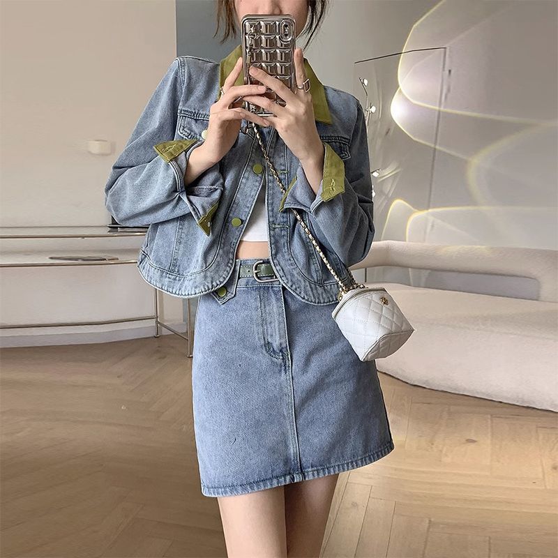 Denim Mont Mini Etek Iki Parça - Street Fashion Jeans Women incelemesi ve fiyatı
