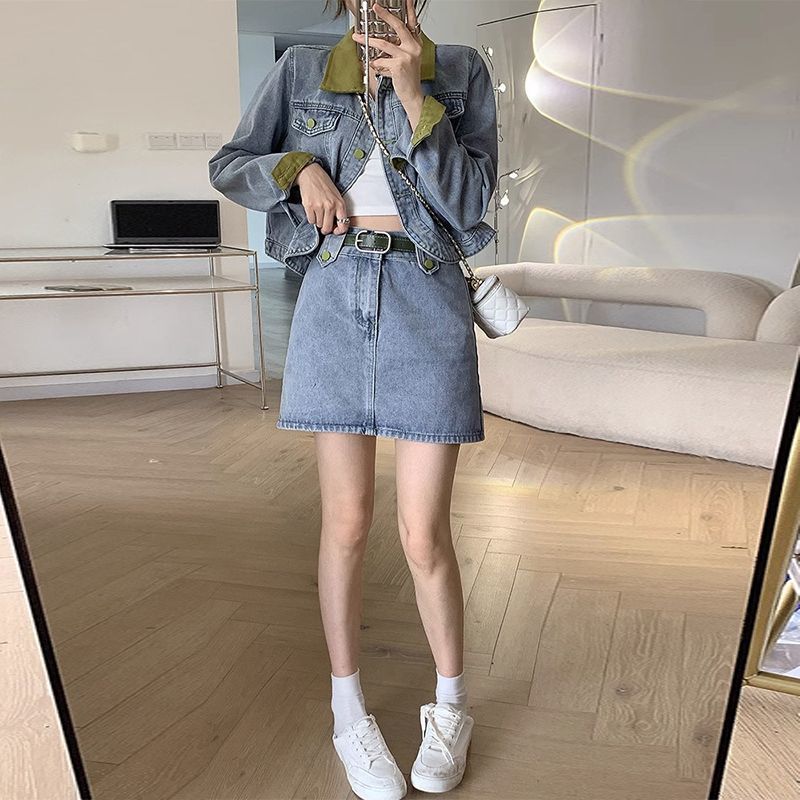 Denim Mont Mini Etek Iki Parça - Street Fashion Jeans Women incelemesi ve fiyatı